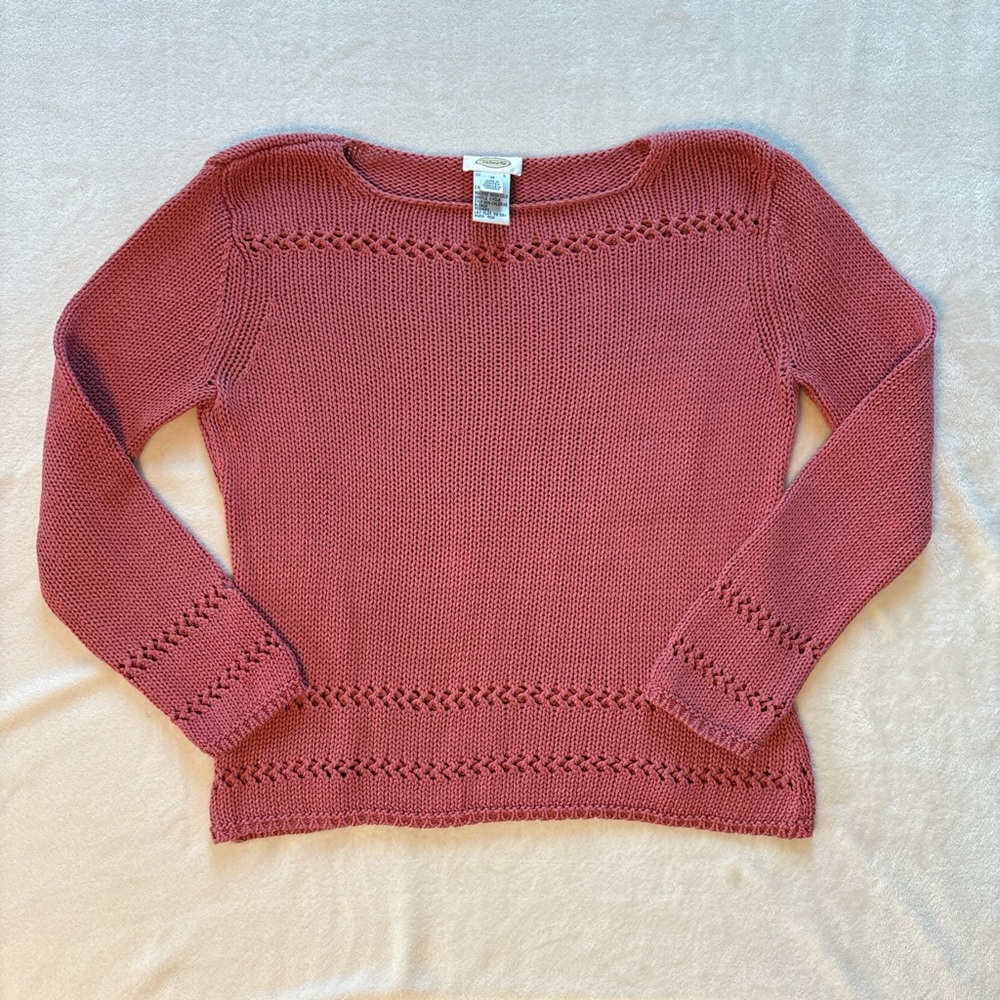 TALBOTS Mauve Pink Open Knit Sweater MED